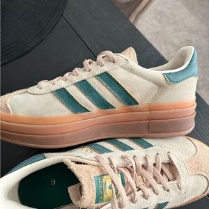 Adidas Women's Gazelle Sneakers - Green and Tan